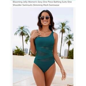 BLOOMING‎ JELLY Swimsuit Women's Size Large/One Piece/ One Shoulder/Mesh Inserts